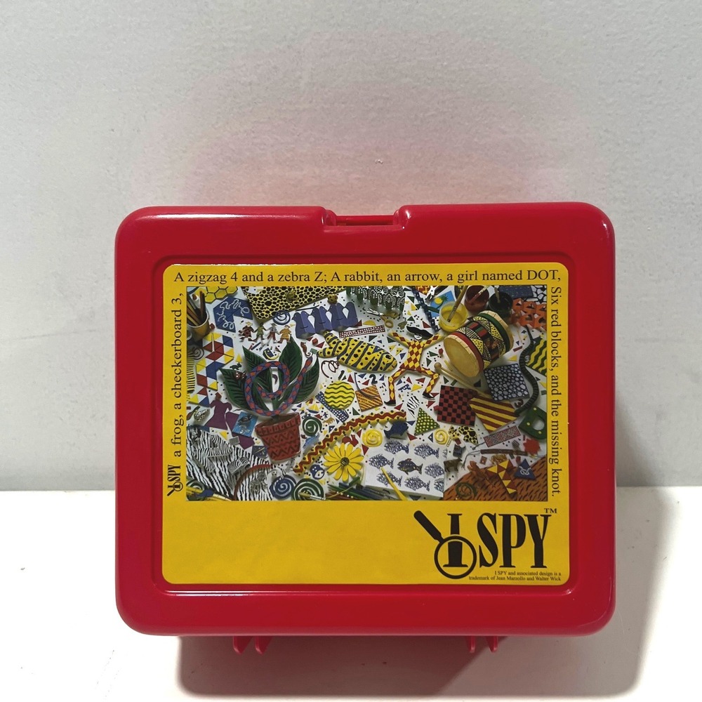 Vintage I Spy Red Plastic Lunch Box Jean Marzollo Walter Wick Riddle Puzzle Case